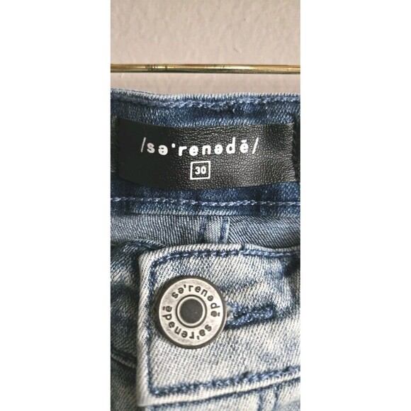 Serenede Patchwork Jeans Men's 30 Blue Distressed Free World Stretch Skinny - Picture 2 of 9